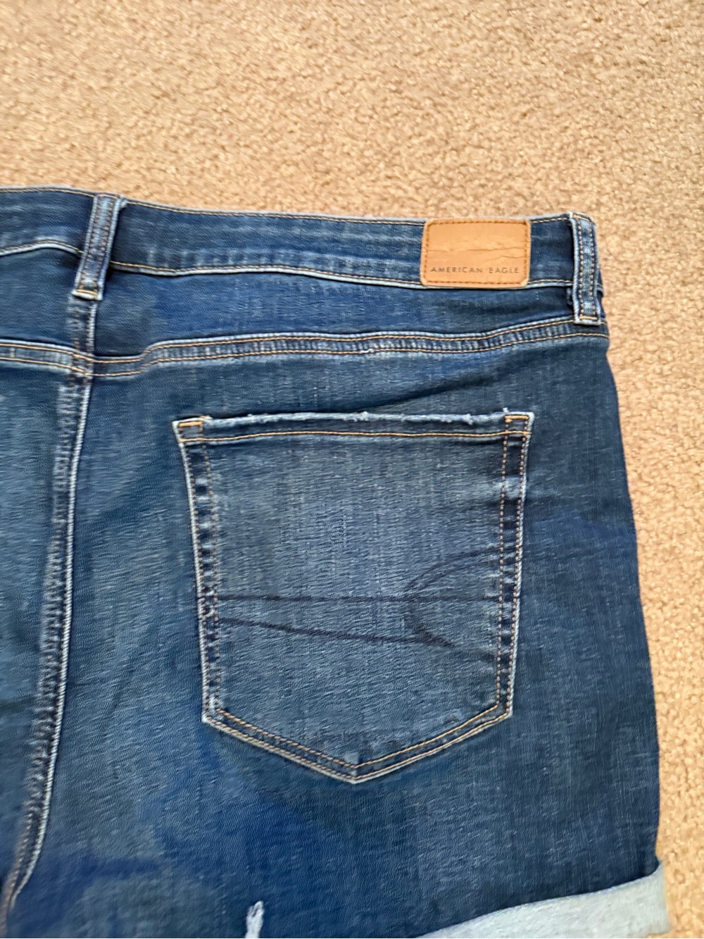 Like New American Eagle Outfitters Dark Blue Rolled Cuff Denim Shorts - Picture 5 of 5